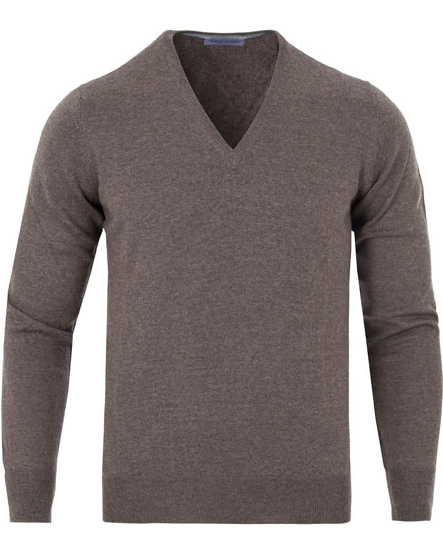 gran sasso merino fashion fit v-neck pullover light brown Salg Ingen Skatt v24j8